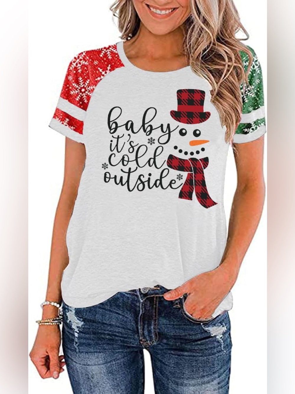 NIB Baby It’s Cold Outside Holiday Short Sleeve T Shirt - Size Medium